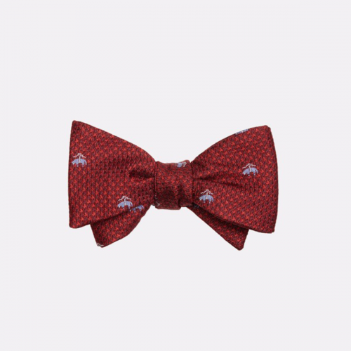 Golden Fleece Houndscheck Bow Tie-Red